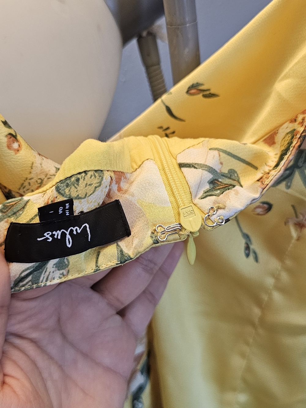 Lulu's Yellow Floral Cowl Midi Slip Dress - Picture 6 of 9